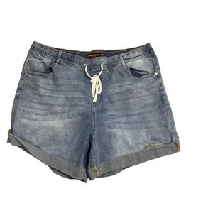 Dollhouse Denim Shorts Plus Size 22W Cuffed‎ Hem Drawstring Waist Y2K